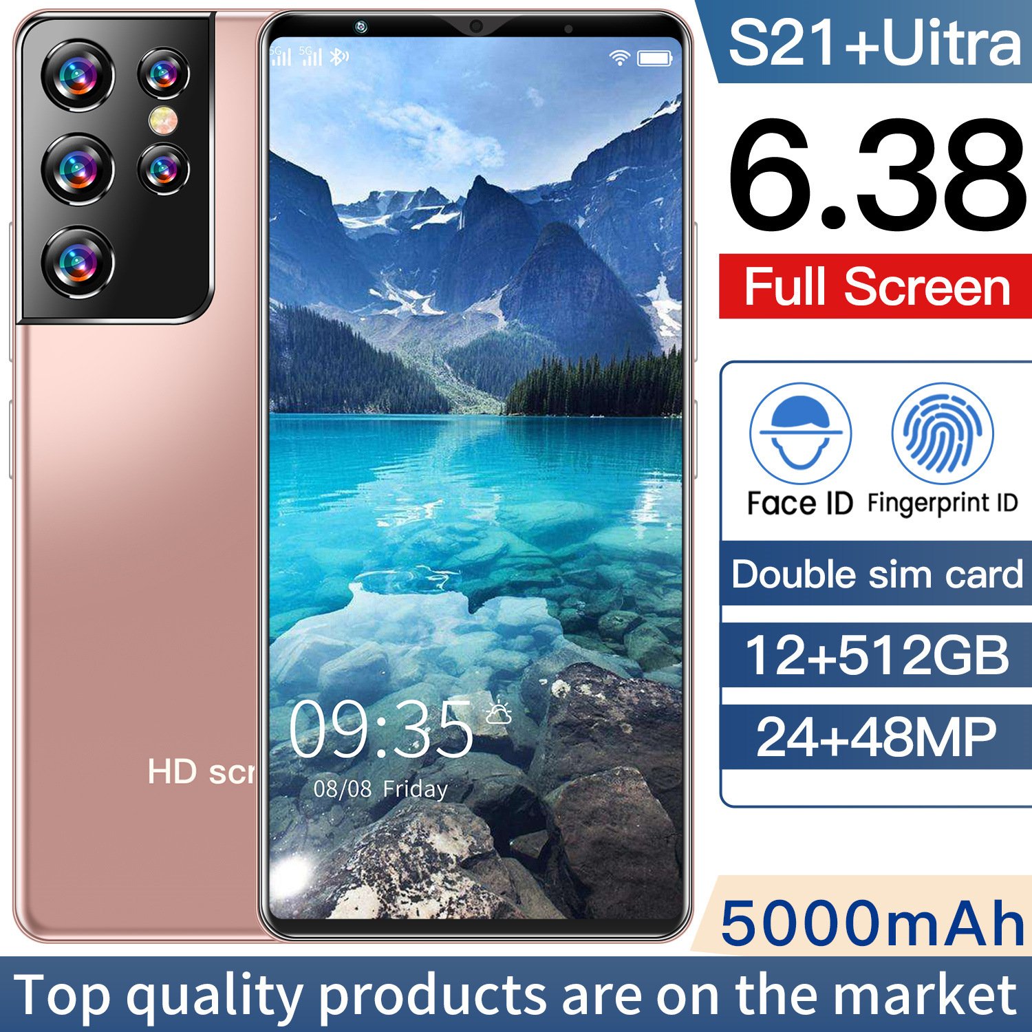 3G 4G 5G Hot Sale High Quality S21 Ultra HD Screen 6GB+1285GB Cellphone Android10 Mobile Phones